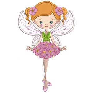 Spring Fairy Ballerina Applique Machine Embroidery Design Digitized Pattern